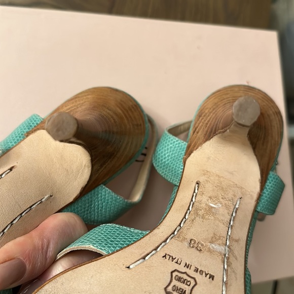 Rickard Shah Adele teal lizard sandal/heel - Picture 4 of 7